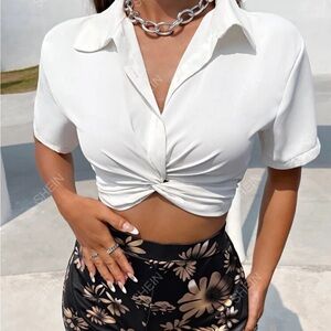 Twist Front Crop Blouse